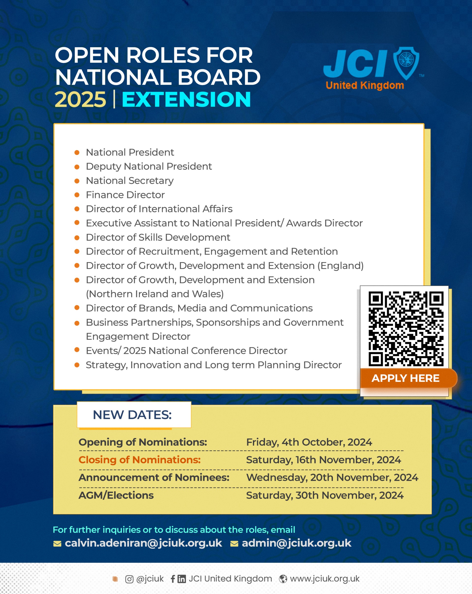 National Board Roles Nomination 2025 Extension